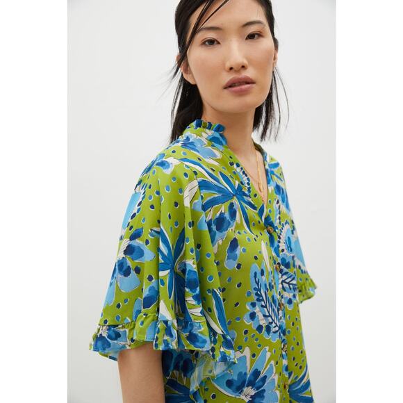 Vera for Anthropologie Valley Flutter-Sleeved Buttondown Multicolor Size XL - Picture 4 of 10